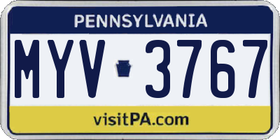 PA license plate MYV3767