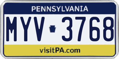 PA license plate MYV3768