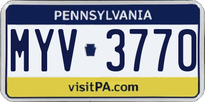 PA license plate MYV3770