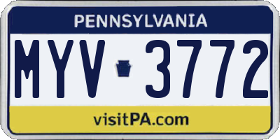 PA license plate MYV3772