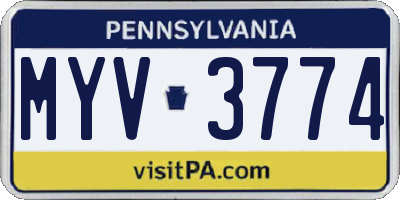 PA license plate MYV3774