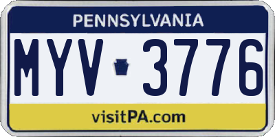 PA license plate MYV3776