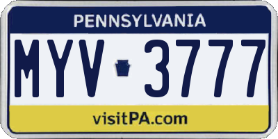 PA license plate MYV3777