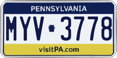 PA license plate MYV3778