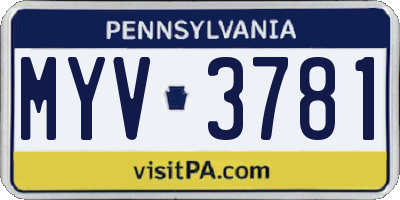 PA license plate MYV3781