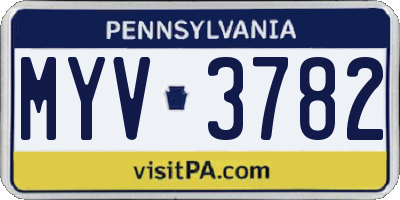 PA license plate MYV3782