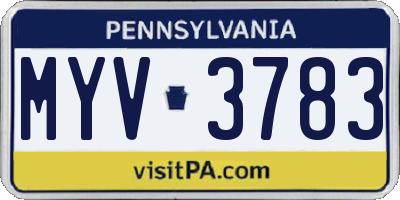 PA license plate MYV3783