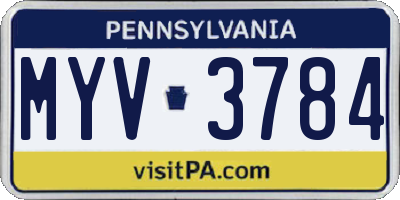 PA license plate MYV3784