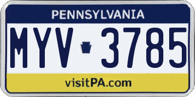 PA license plate MYV3785