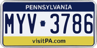PA license plate MYV3786