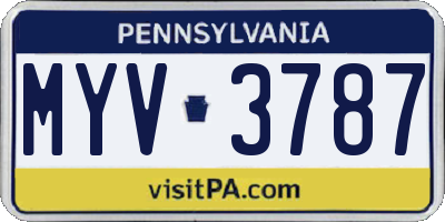 PA license plate MYV3787