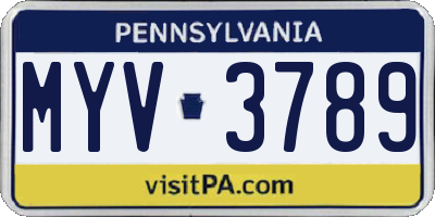 PA license plate MYV3789