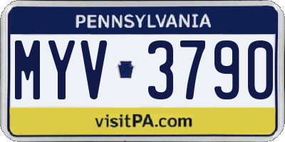PA license plate MYV3790