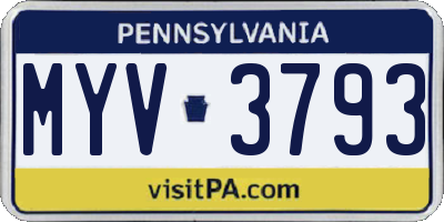 PA license plate MYV3793