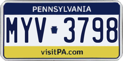 PA license plate MYV3798