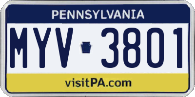 PA license plate MYV3801