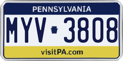 PA license plate MYV3808