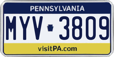 PA license plate MYV3809