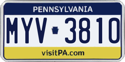 PA license plate MYV3810