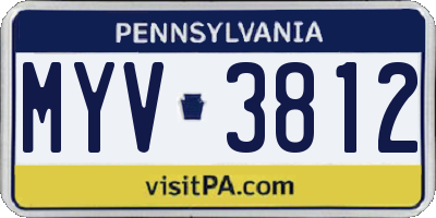 PA license plate MYV3812