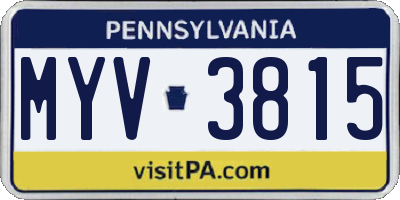 PA license plate MYV3815