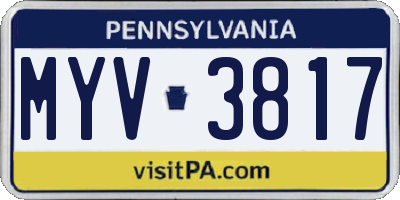 PA license plate MYV3817