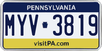 PA license plate MYV3819