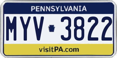 PA license plate MYV3822