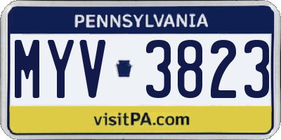 PA license plate MYV3823