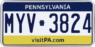 PA license plate MYV3824