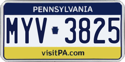 PA license plate MYV3825