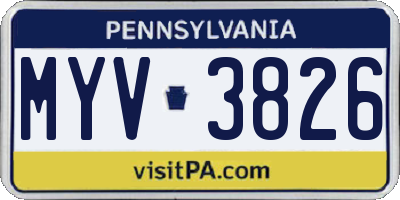 PA license plate MYV3826