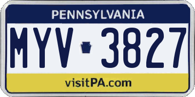 PA license plate MYV3827