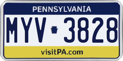 PA license plate MYV3828