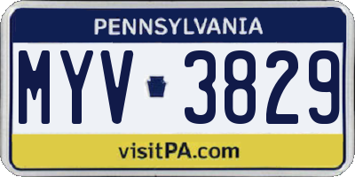 PA license plate MYV3829