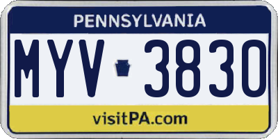 PA license plate MYV3830