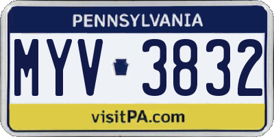 PA license plate MYV3832