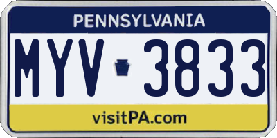 PA license plate MYV3833