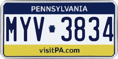 PA license plate MYV3834
