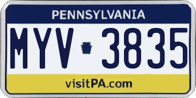 PA license plate MYV3835