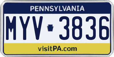PA license plate MYV3836