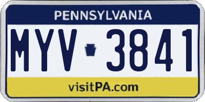 PA license plate MYV3841