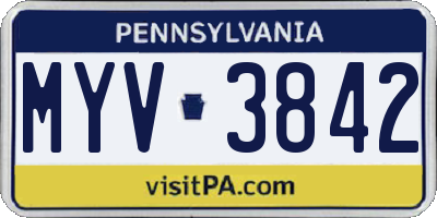 PA license plate MYV3842