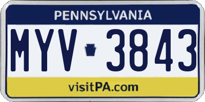 PA license plate MYV3843