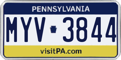 PA license plate MYV3844
