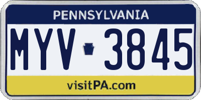 PA license plate MYV3845