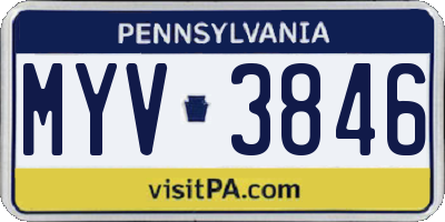 PA license plate MYV3846