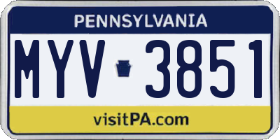 PA license plate MYV3851