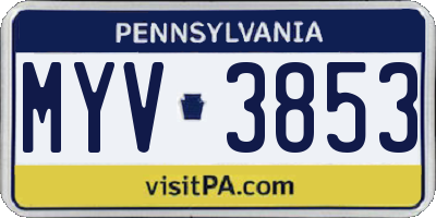 PA license plate MYV3853