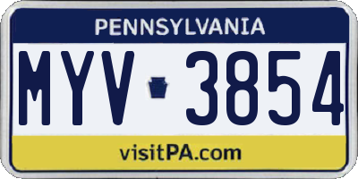 PA license plate MYV3854